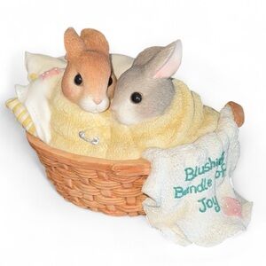 My Blushing Bunnies Blushing Bundle of Joy Twins in Laundry Basket Enesco